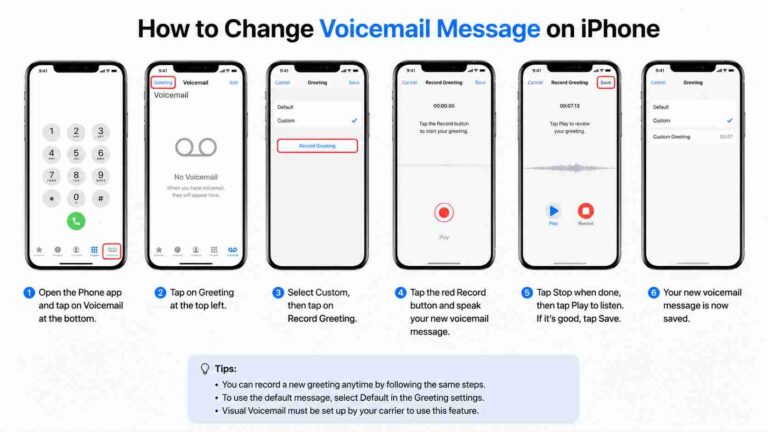 how to change voicemail message on iphone