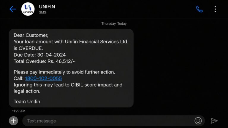 unifin debt collector text message